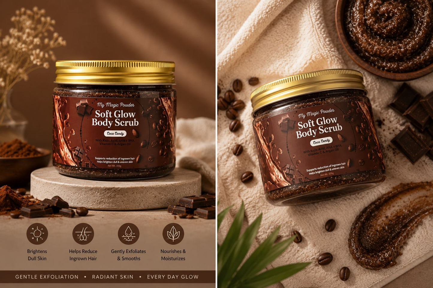 Soft Glow Body Scrub Cocoa Candy | Chocolate Exfoliating Body Scrub