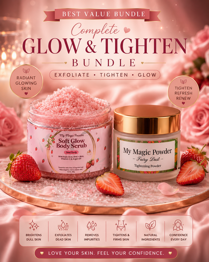 Glow & Tighten Bundle | Strawberry Body Scrub & Tightening Powder | Bundle Set