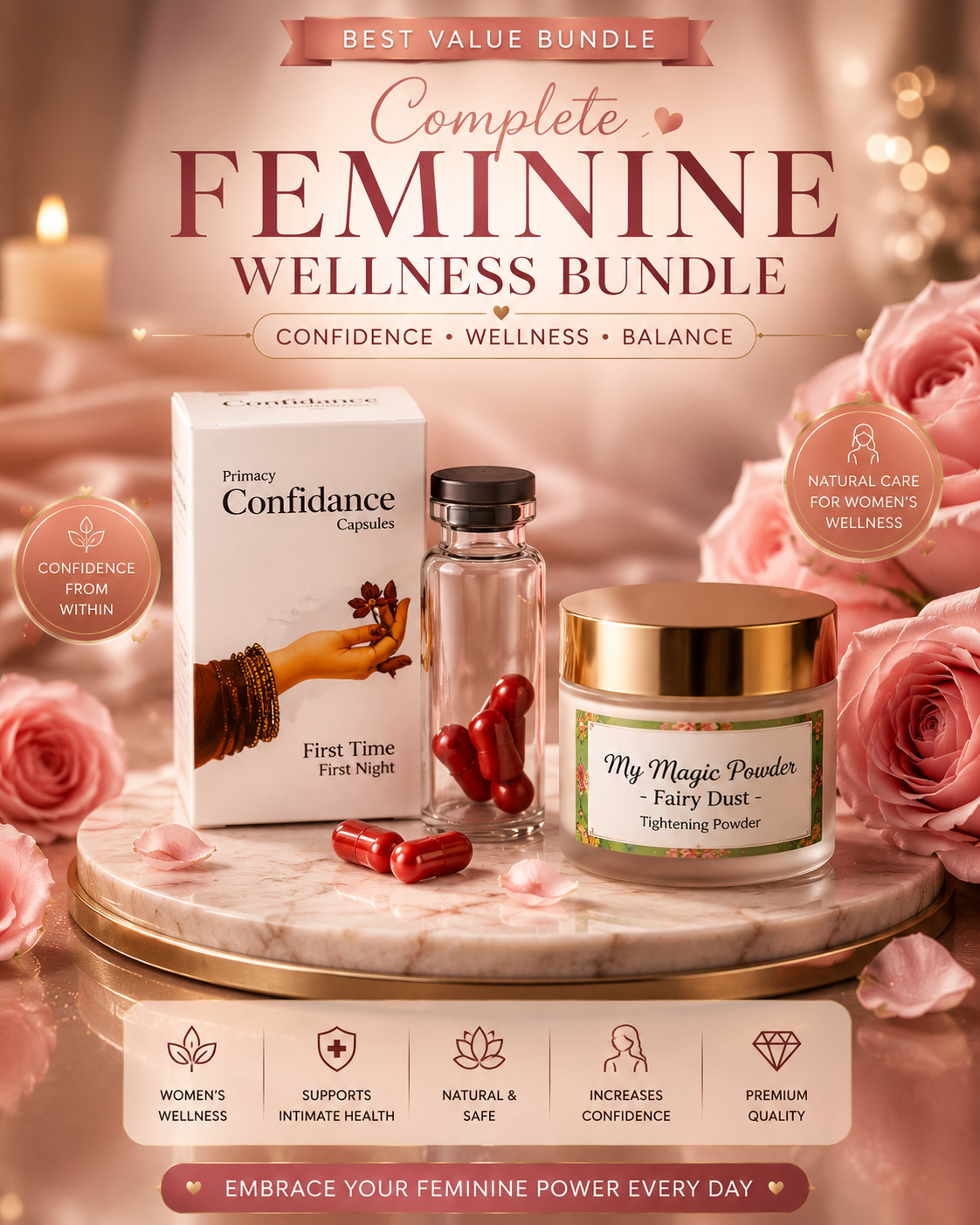 Feminine Wellness Bundle | Confidance Capsules & Fairy Dust Powder | Bundle Set