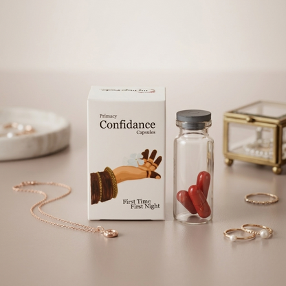 Product packaging labeled 'Primacy Confidance' with a glass container on a neutral background